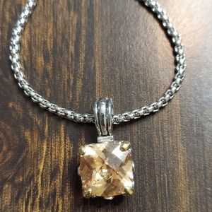 Beautiful brilliant cut stone necklace with sturdy chain